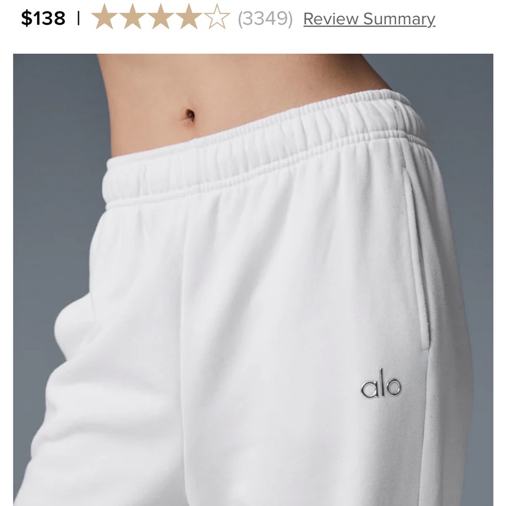 NWOT ALO Yoga White ACCOLADE Sweatpants - Picture 7 of 9
